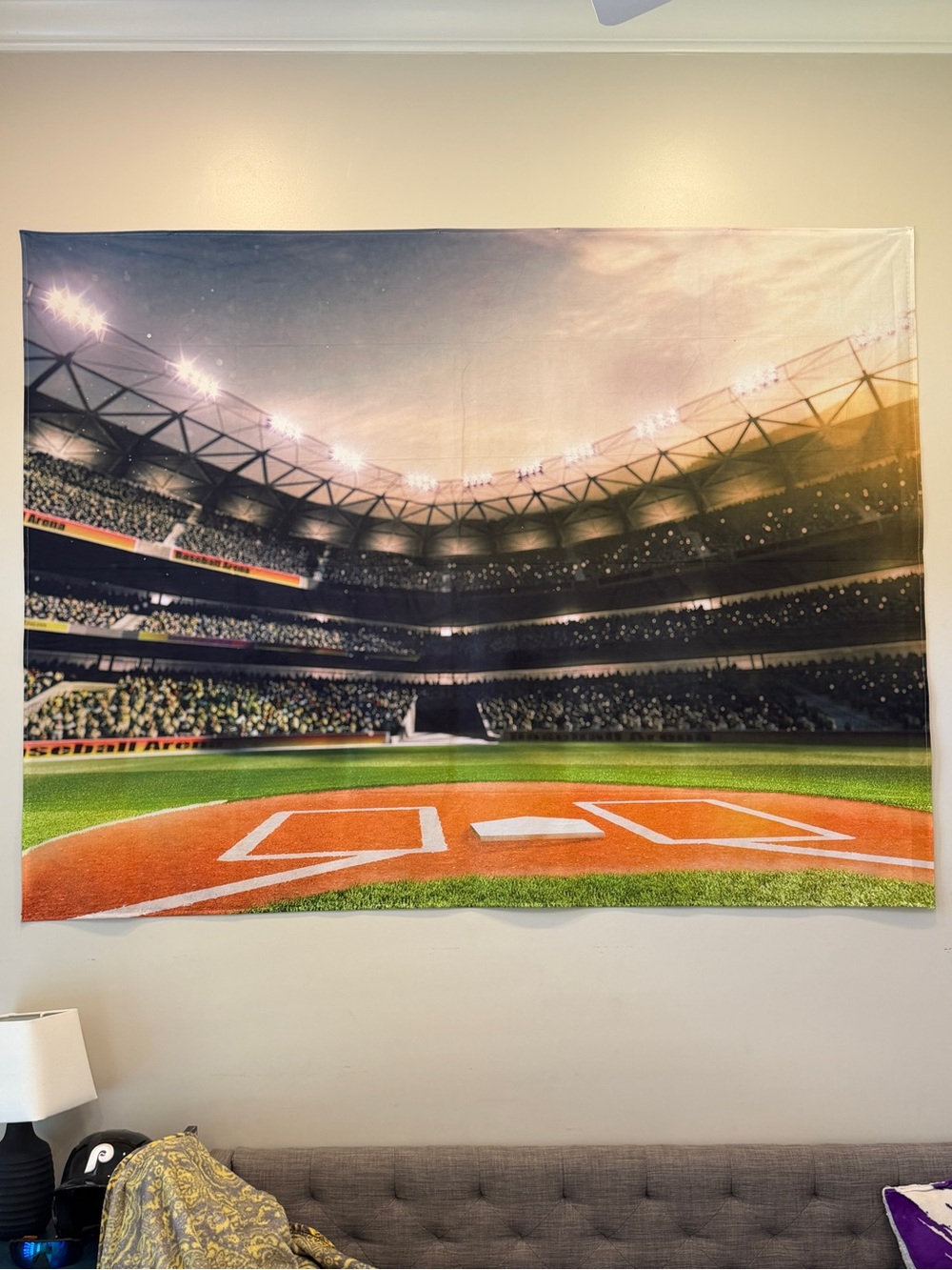 Stadium Baseball Field Home Plate Wall Tapestry